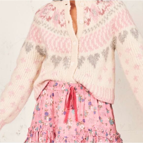Sold Out LoveShackFancy Jamie Cardigan in Milky Clouds - Picture 1 of 8
